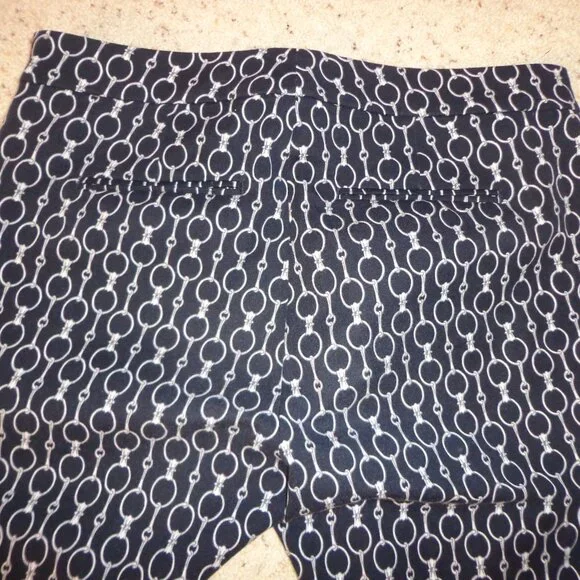 NWOT Ralph Lauren Equestrian Straight Leg Pant 6 Horse Bit Zip Navy/Wht - Picture 2 of 16